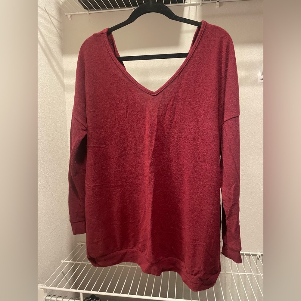 raspberry twist back sweater